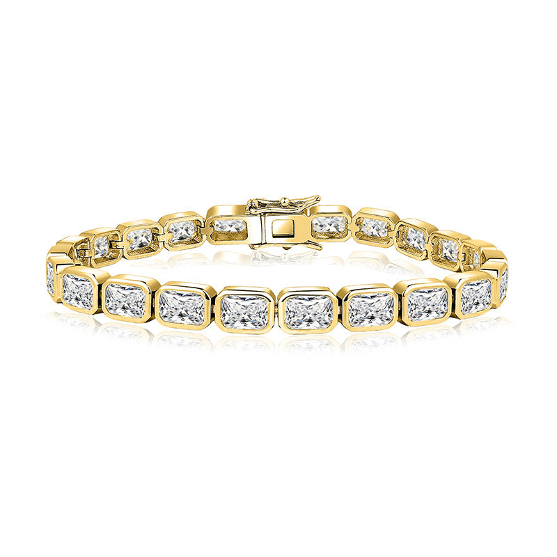 Beautiful Zircon Bracelet with Large Full Stones - Copper plated 18K gold in Gold, Silver & Silver + Pink