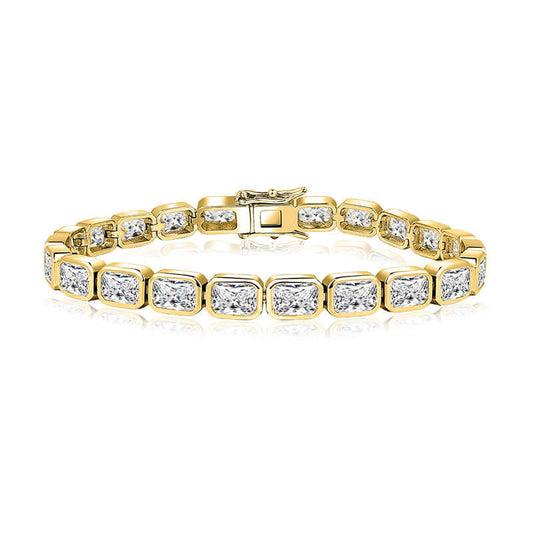 Beautiful Zircon Bracelet with Large Full Stones - Copper plated 18K gold in Gold, Silver & Silver + Pink