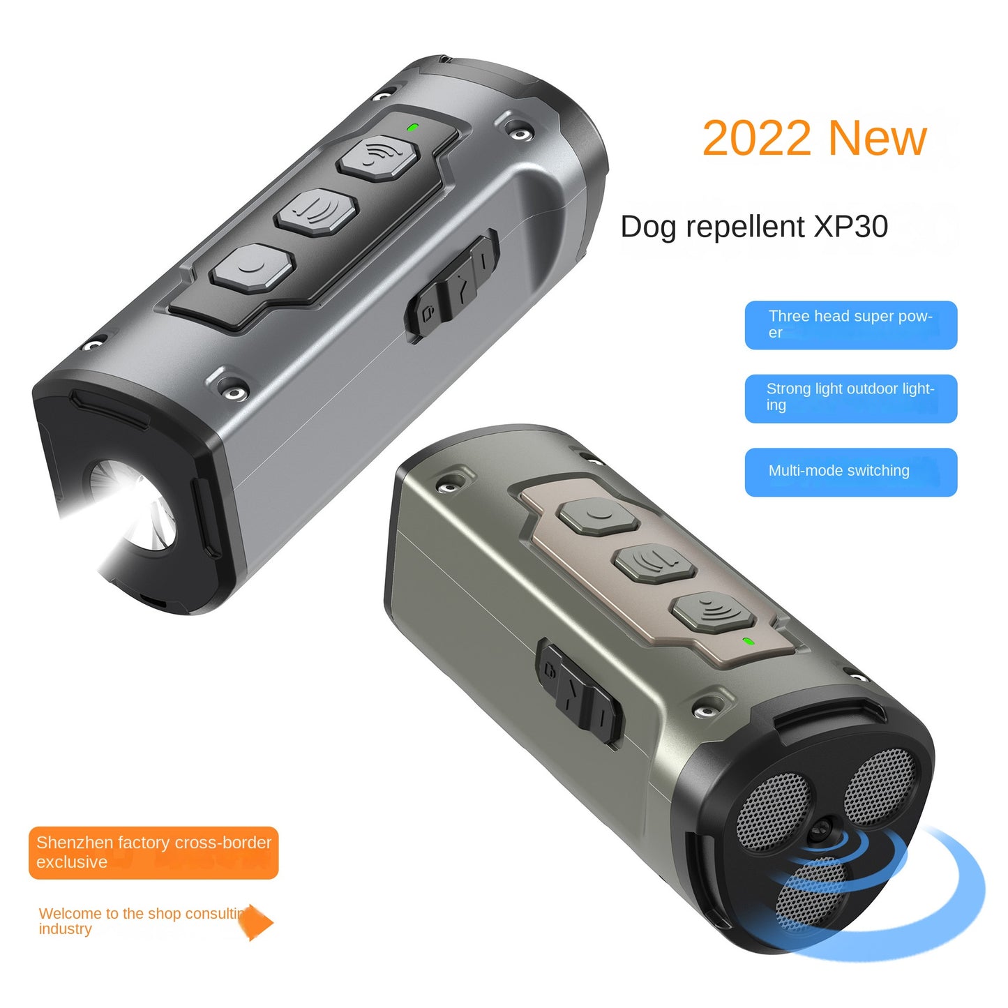 Ultrasonic Three-Head Dog Barking Repellent with Flashlight, Anti-Barking Device 🚫🦮