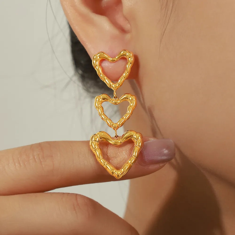 Gorgeous Gold or Silver Titanium Steel Heart Earrings ❤️ Great for Gifts !