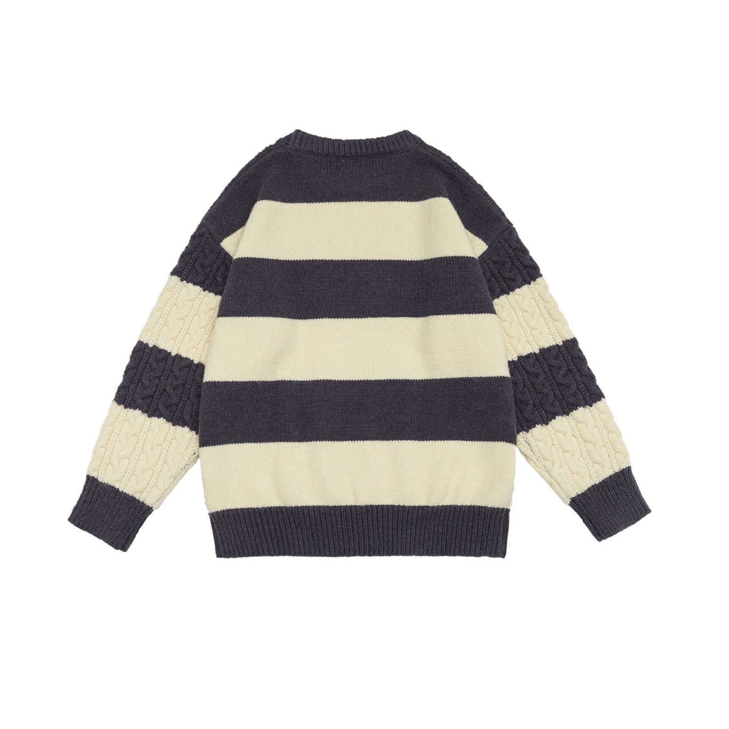 Unisex Classic Fashion Striped Sweater - Warm Round Neck Long Sleeved Soft Comfort