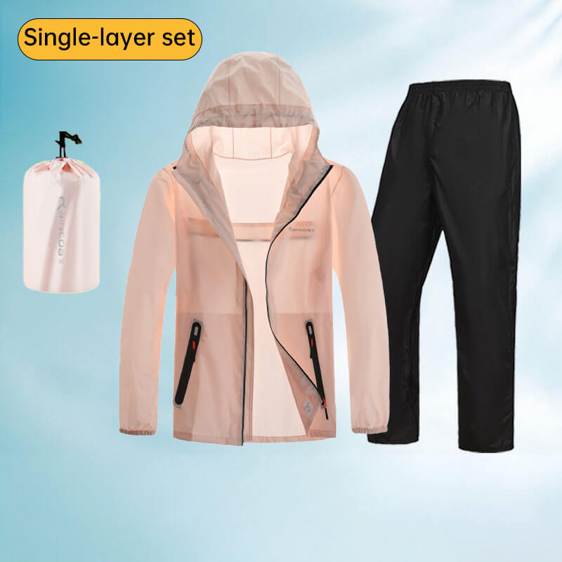 Smart Design Unisex Rain Suit - Excellent Stay-Dry Protection - Lightweight Waterproof Jacket & Pants SET