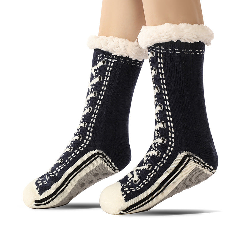 Women's Extra-Warm Plush Floor Socks - Sneakers Style Calf Length Ultra-thick with Warm Lamb's Fur ♨️🧦
