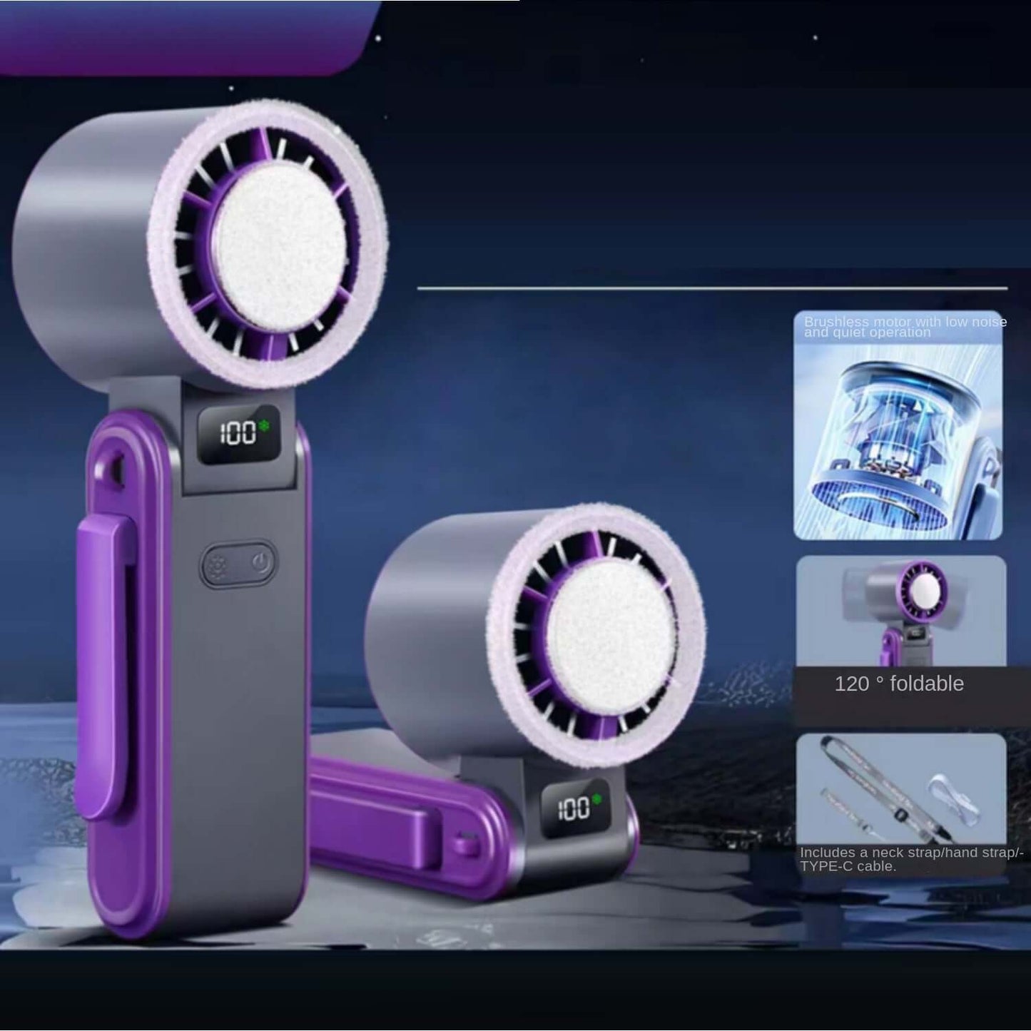 Clever Design Handheld High-speed Ice Application FAN with 100 Wind Speed Settings ❄️