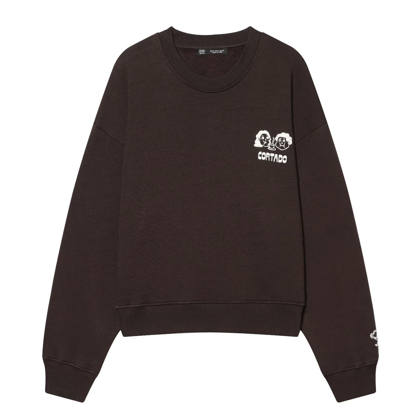 Women's Coffee Brown Printed Sweatshirt with Humorous Spanish Coffee Print - Cozy Seasonal Comfort ♨️☕️