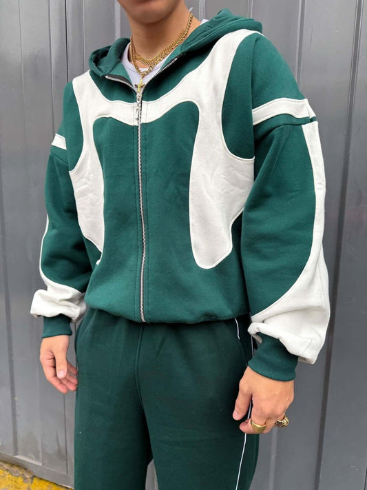 Men's Fashion Patchwork Hooded Jacket - Popular Warm Zip Up Seasonal Essentials