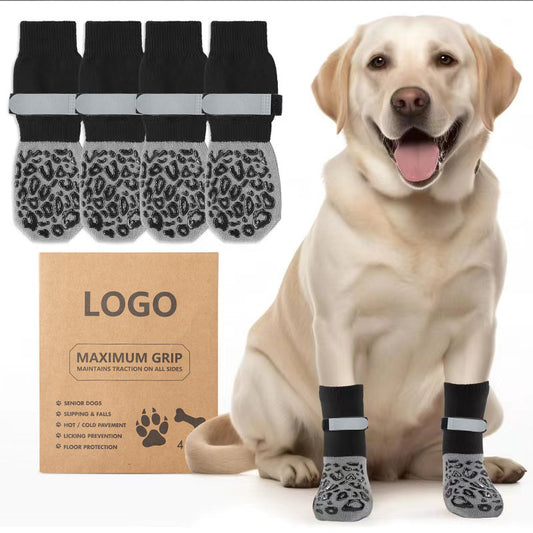 Smart Breathable Leopard Print Socks for Dogs 🦮 🧦 Soft Cotton with Strap Closure