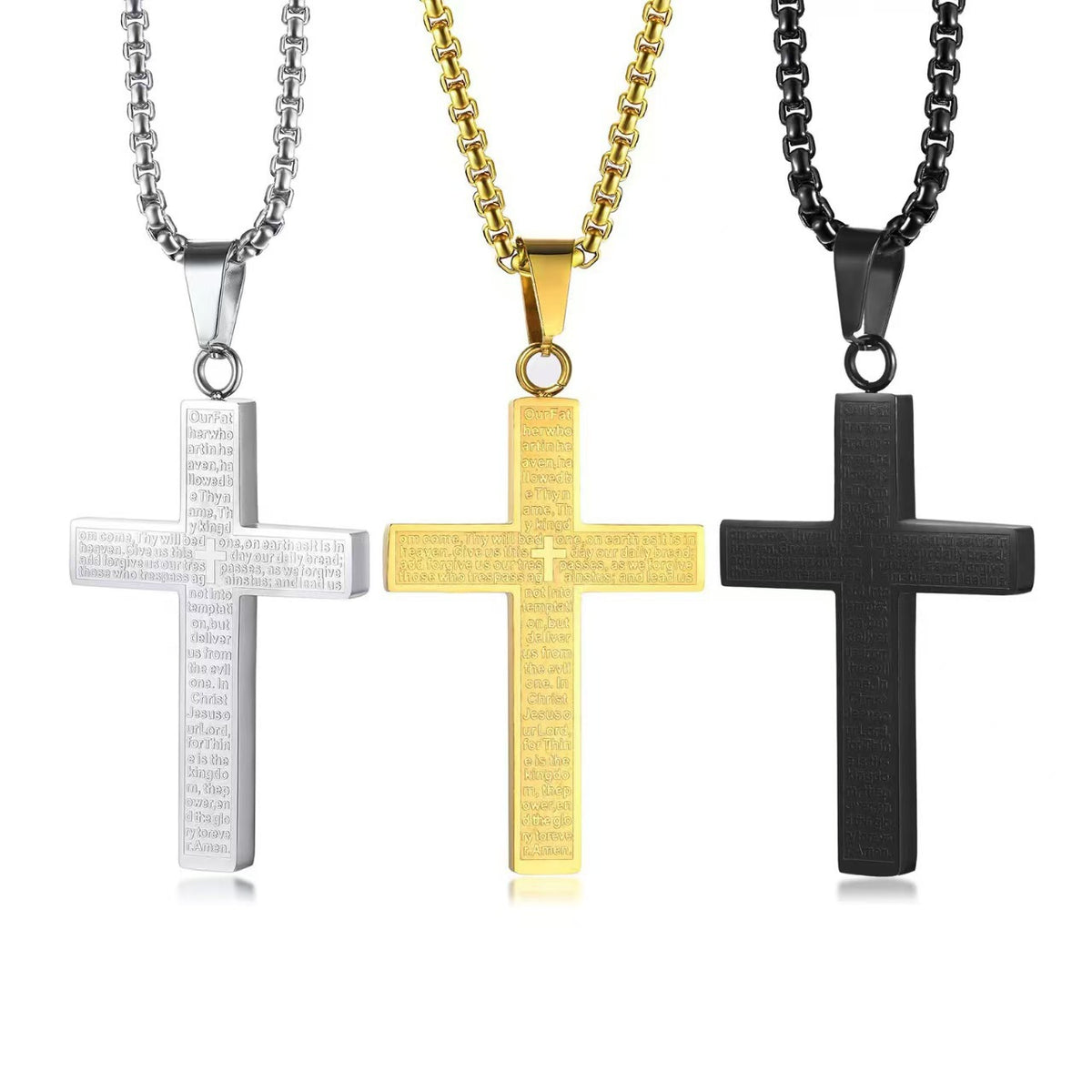 Lord's Prayer Cross Necklace | Titanium Steel Keepsake