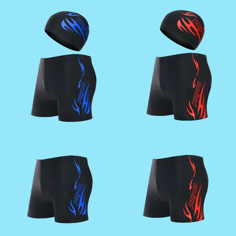 Men's Boxer Swimming Trunks & Cap Set - Large Sizes Ready for Summer Play ! 🏖
