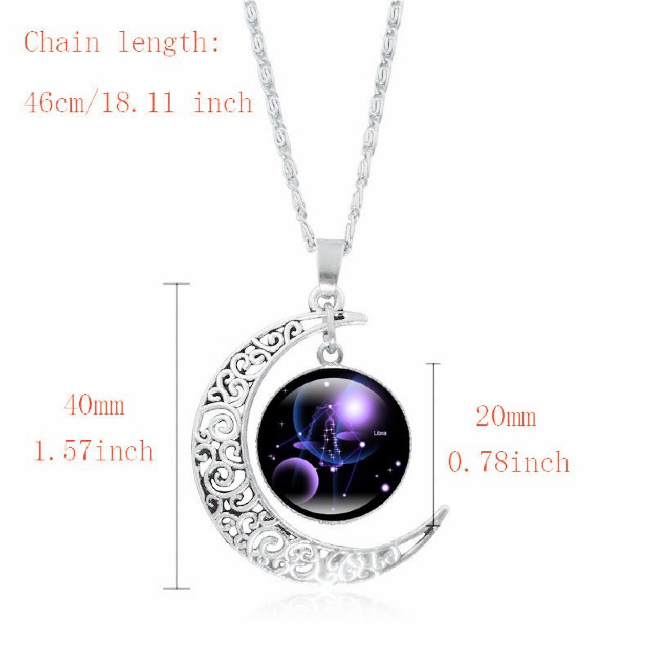 Gorgeous Zodiac Time Gem Luminous Necklace for Women - Simple Silver Moon Pendant Choker Giftable 💝