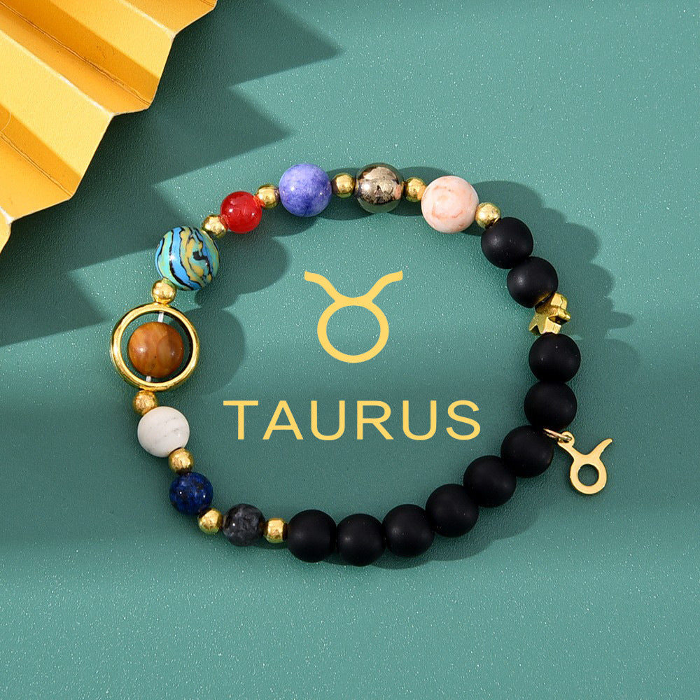 Super Cool Zodiac Beaded Bracelet - Natural Stone Beaded Tiger's Eye with Zodiac Picture Card 😎