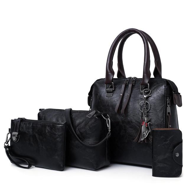 Women's BEST VALUE 4-in-1 Designer Leather Handbag SET 👜 Large & Medium Handbag, Laptop Bag + Wallet