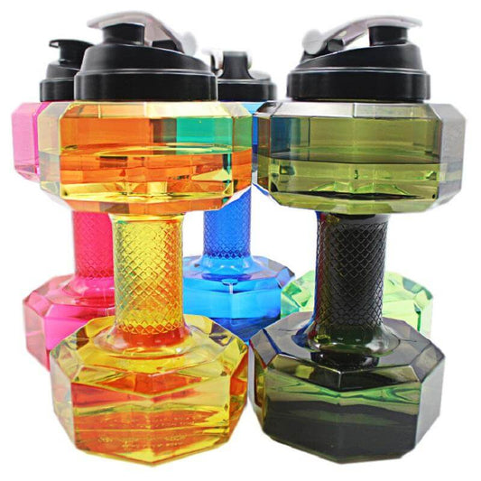 Sports Workout Water Bottle - 2.5L Dumbbell Shaped Plastic Mega Capacity