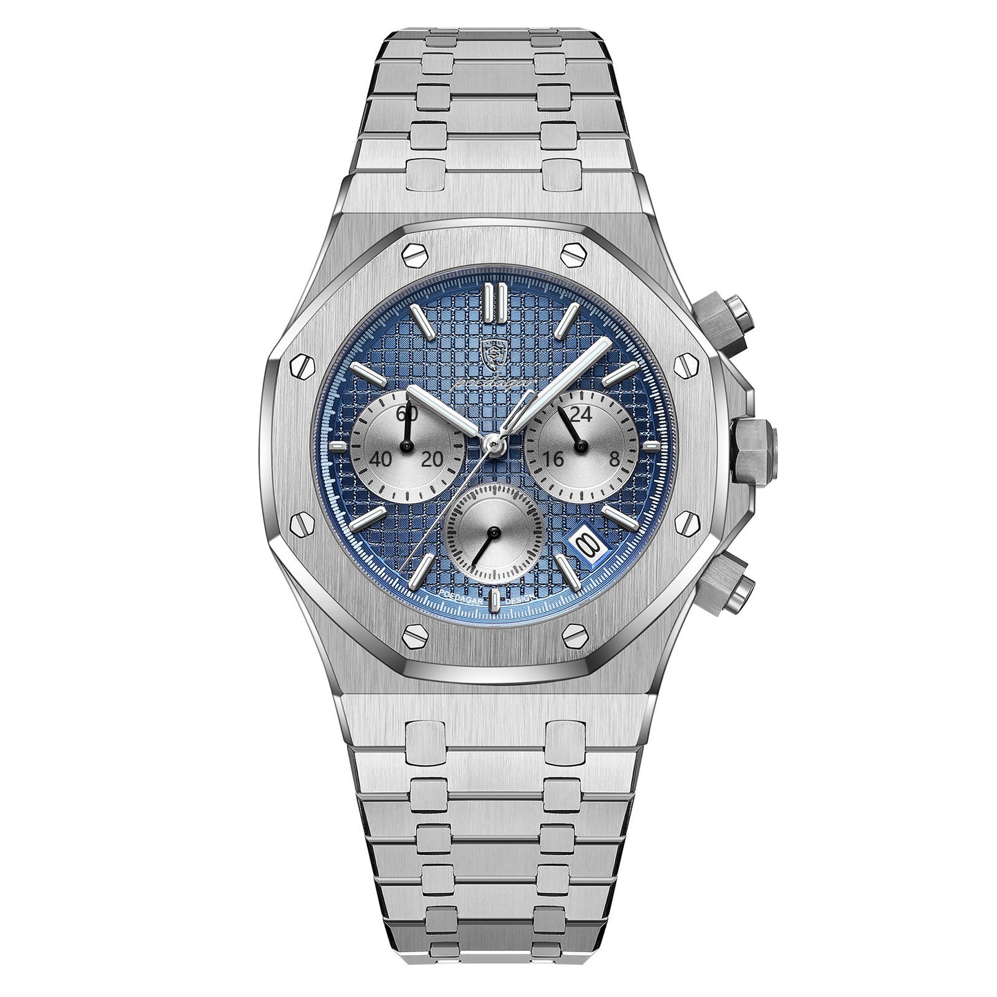 Men's Top End Classy Business Watch - Giftable Double Push Button Stainless Steel Chronograph ⌚️🎁