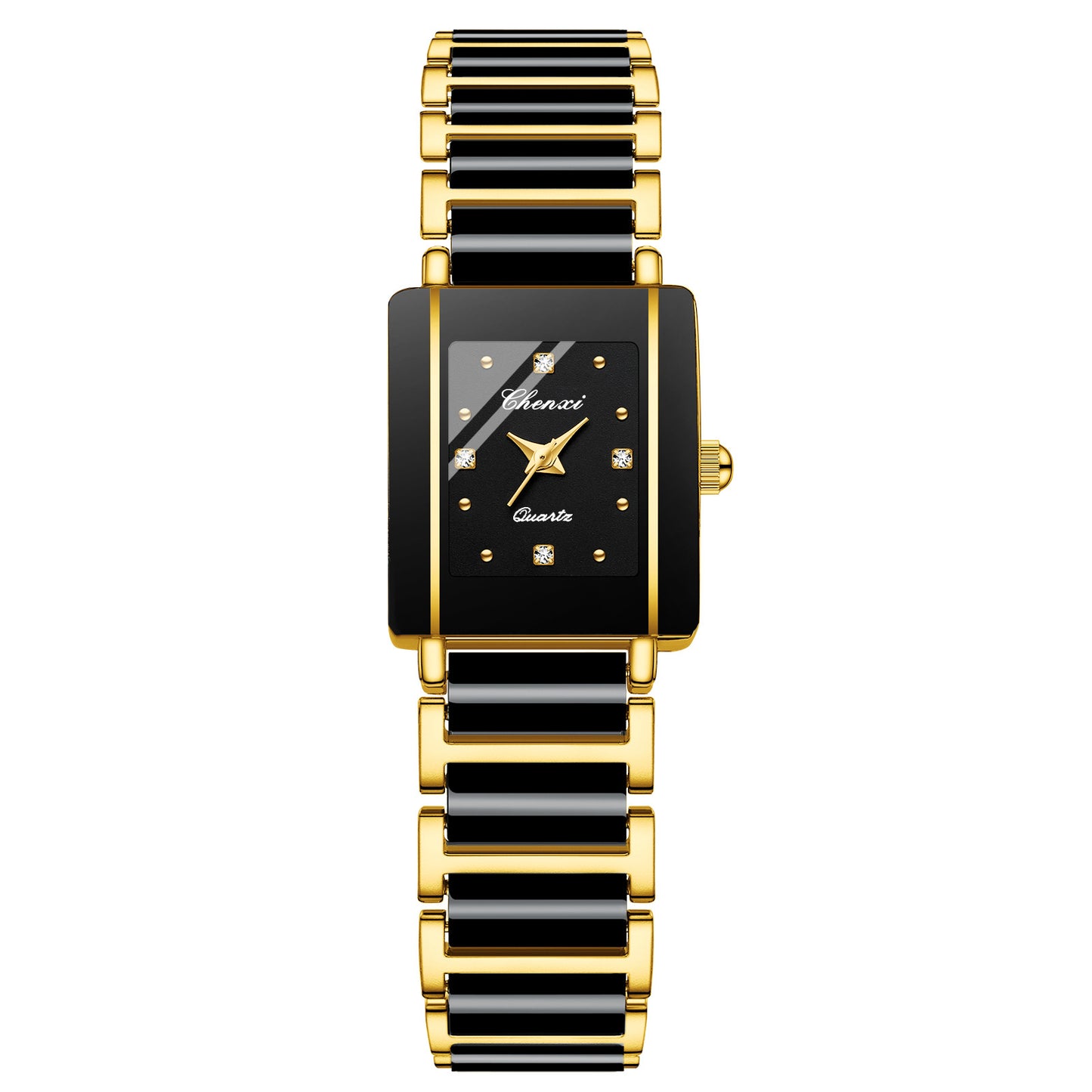 Gorgeous Square Couples Watches - Ceramic Quartz Reinforced Glass, Waterproof, in Gold, Silver, Black ⌚️