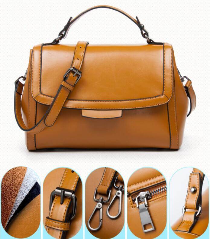 Women's Chic GENUINE LEATHER Handbag 👜 High Quality Cowhide with Large Storage Capacity