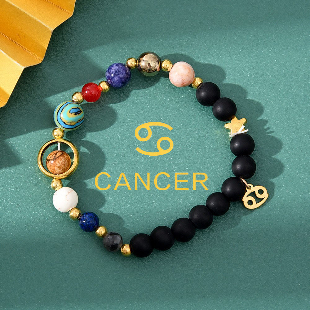 Super Cool Zodiac Beaded Bracelet - Natural Stone Beaded Tiger's Eye with Zodiac Picture Card 😎