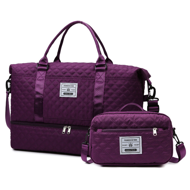 Large Capacity Sports and Yoga 2 Bag SET - Quilted Dry-Wet Separation Shoe Compartment Travel Bag