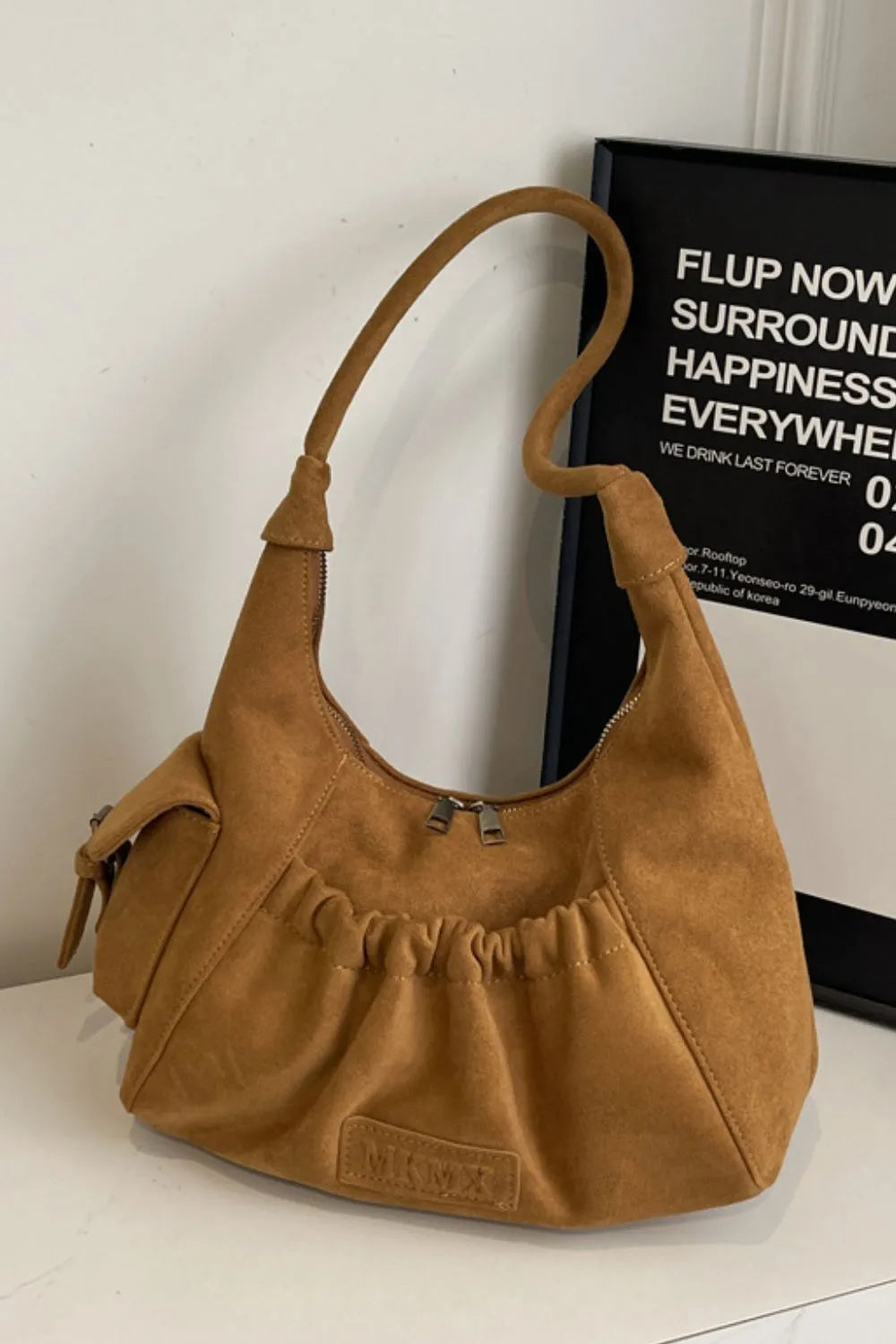 Women's Fashion Premium Ruched Suede Zipper Handbag in Four Gorgeous Trending Colors 🤩