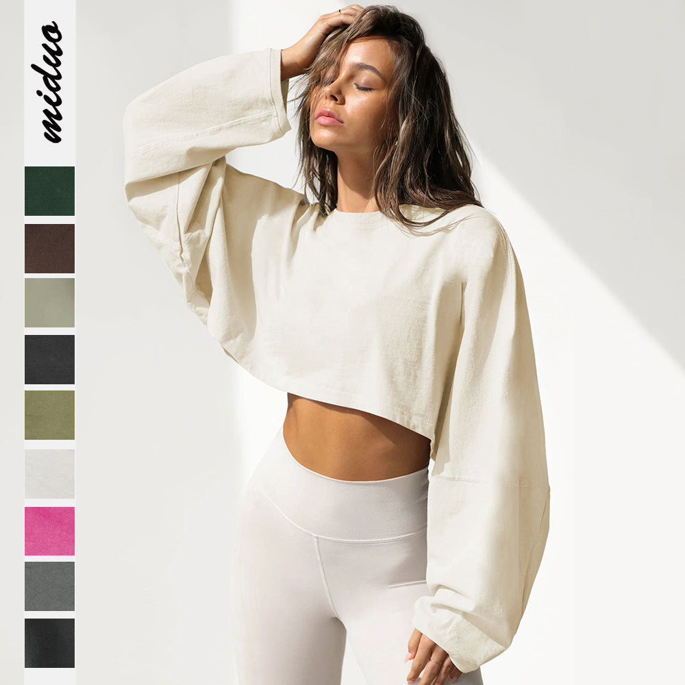 Women's SEXY HOT BUY 🔥 Mid-riff Cut Round Neck Sweatshirt -  Popular Sporty Fall Fashion, Grab 2 Colors at this Price while Supplies Last ! 🏃‍♂️🛍