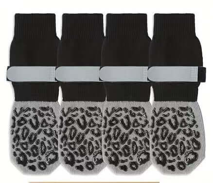 Smart Breathable Leopard Print Socks for Dogs 🦮 🧦 Soft Cotton with Strap Closure