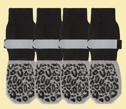 Smart Breathable Leopard Print Socks for Dogs 🦮 🧦 Soft Cotton with Strap Closure