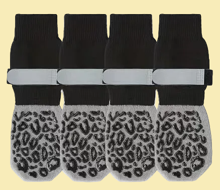 Smart Breathable Leopard Print Socks for Dogs 🦮 🧦 Soft Cotton with Strap Closure