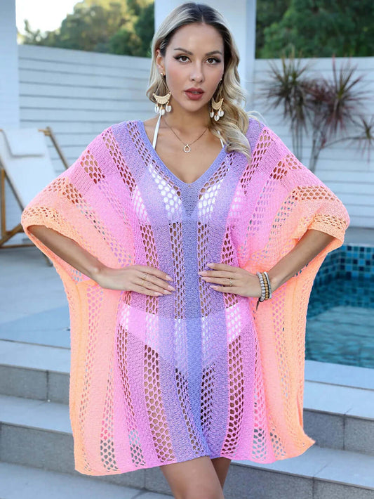 Women's Sexy Bikini Cover Up Dress - Vibrant Gradient Color Options - Hollow Woven Loose Fit 🌈 VACAY ‼️