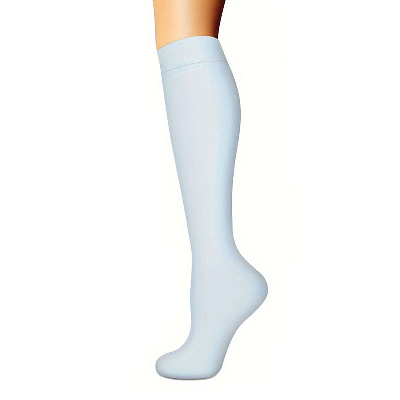 Women's Calf Length Compression Sports Socks - Anti-Slip, Sweat-absorbent, Solid & Polka Dots