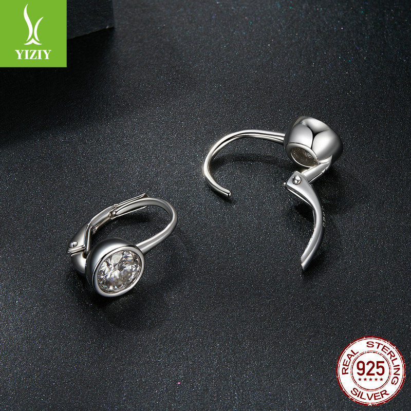 Gorgeous 925 STERLING SILVER Charm Earrings - Classic Ear Buckle Design Sparkling Moissanite