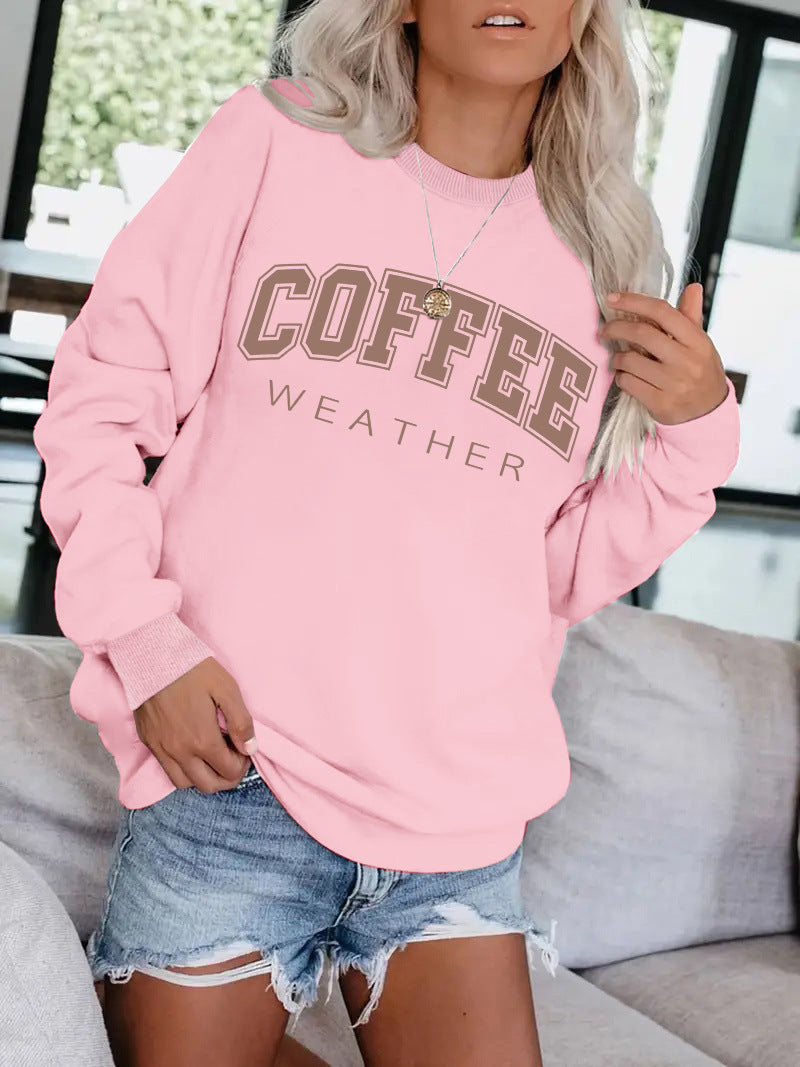 Women's Autumn Colors COFFEE Pattern Sweatshirt - Cozy Seasonal Comfort ! ☕️♨️