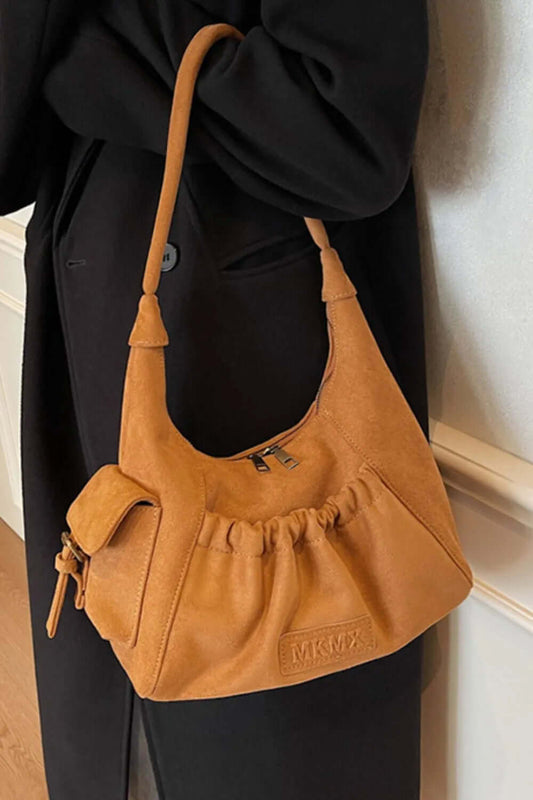Women's Fashion Premium Ruched Suede Zipper Handbag in Four Gorgeous Trending Colors 🤩