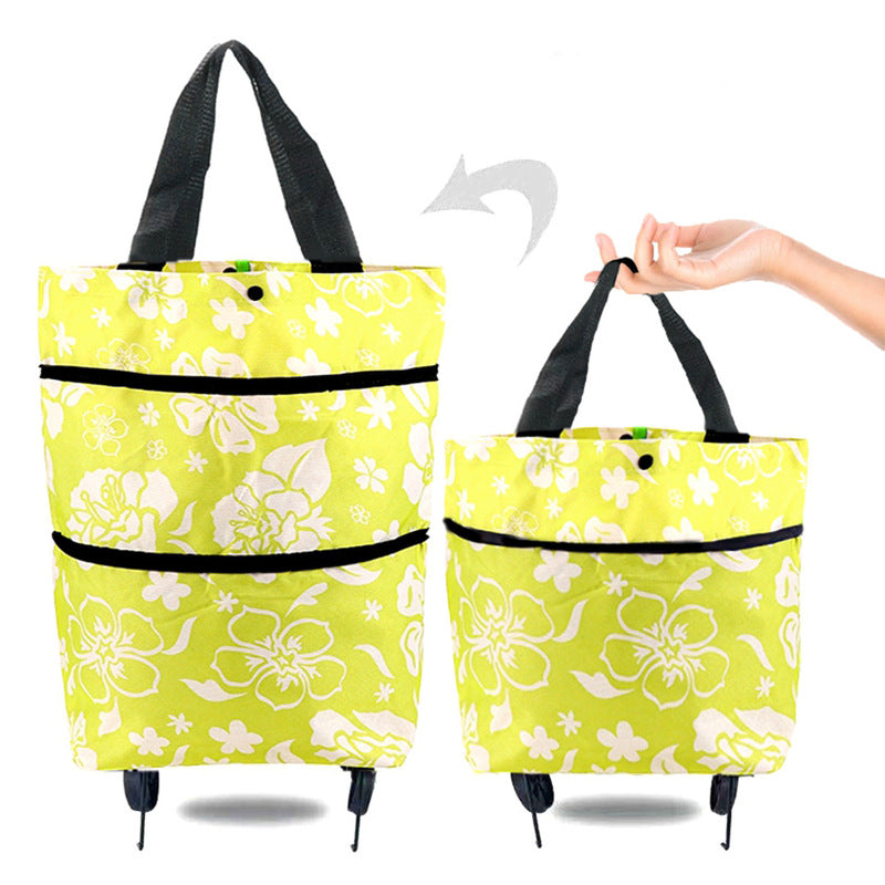 Portable Foldable Shopping Cart with Wheels - Clever Backpack Style Travel Trolley for Groceries & Storage