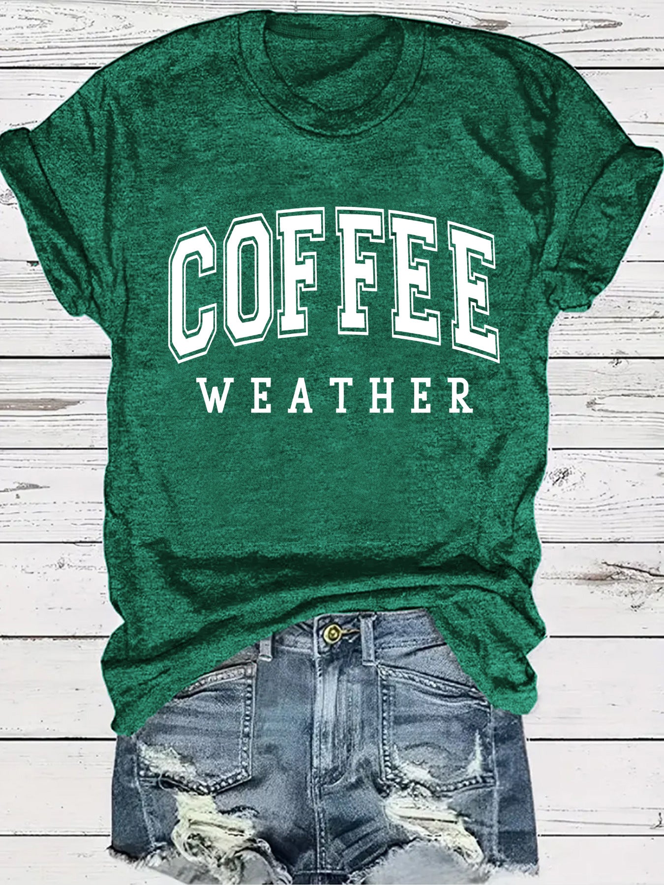 Hip COFFEE WEATHER Pattern ☕️ Short Sleeve T-shirt in Popular Colors 🌈 Maximize Savings, Grab 2 !