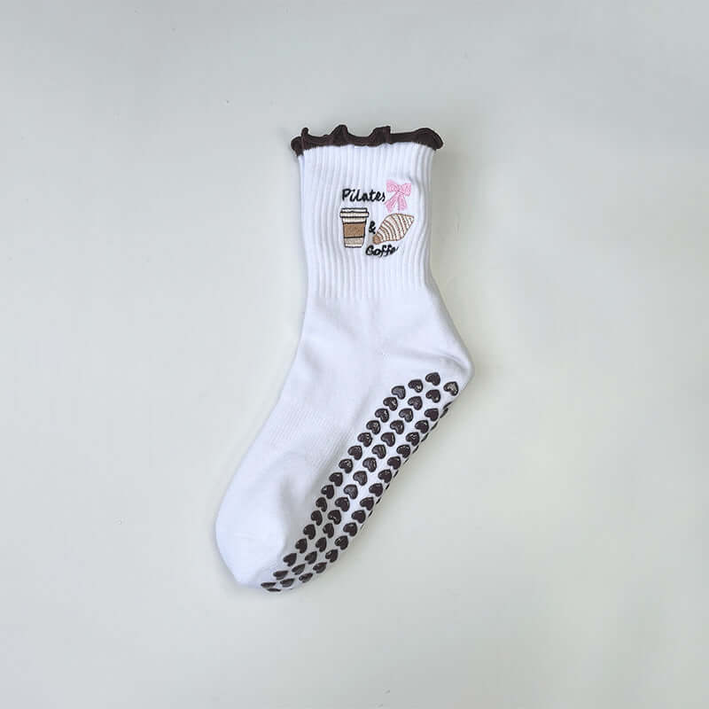 Hip Fun Graphics White Cotton Yoga Socks 🧘‍♀️🧦 for Women