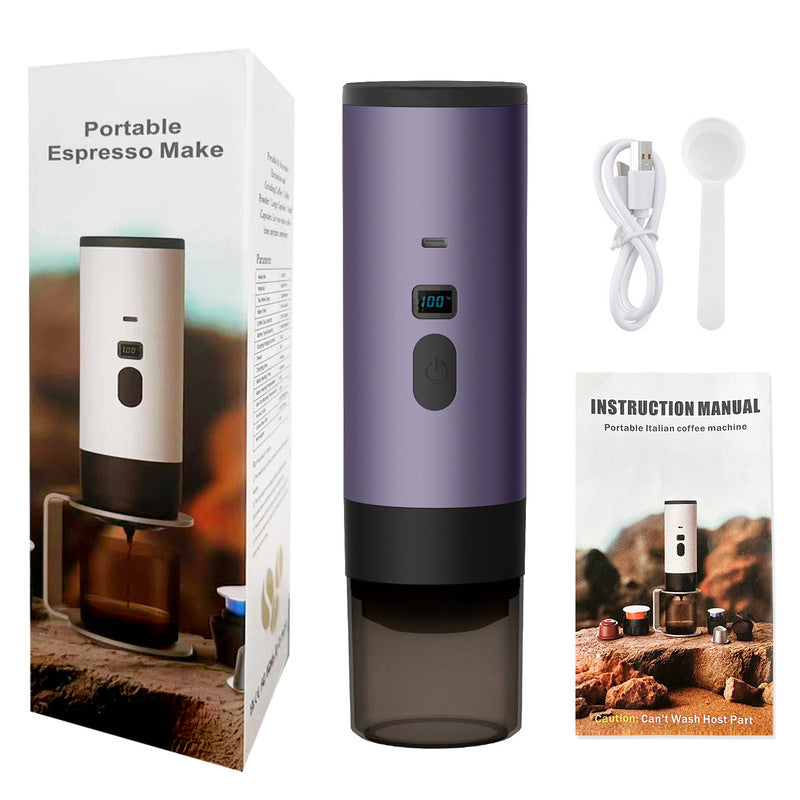 Portable Charging Wireless 3-in-1 Espresso Maker Kit - Stainless Steel 7800mAh, Car/Work/Home/Camping