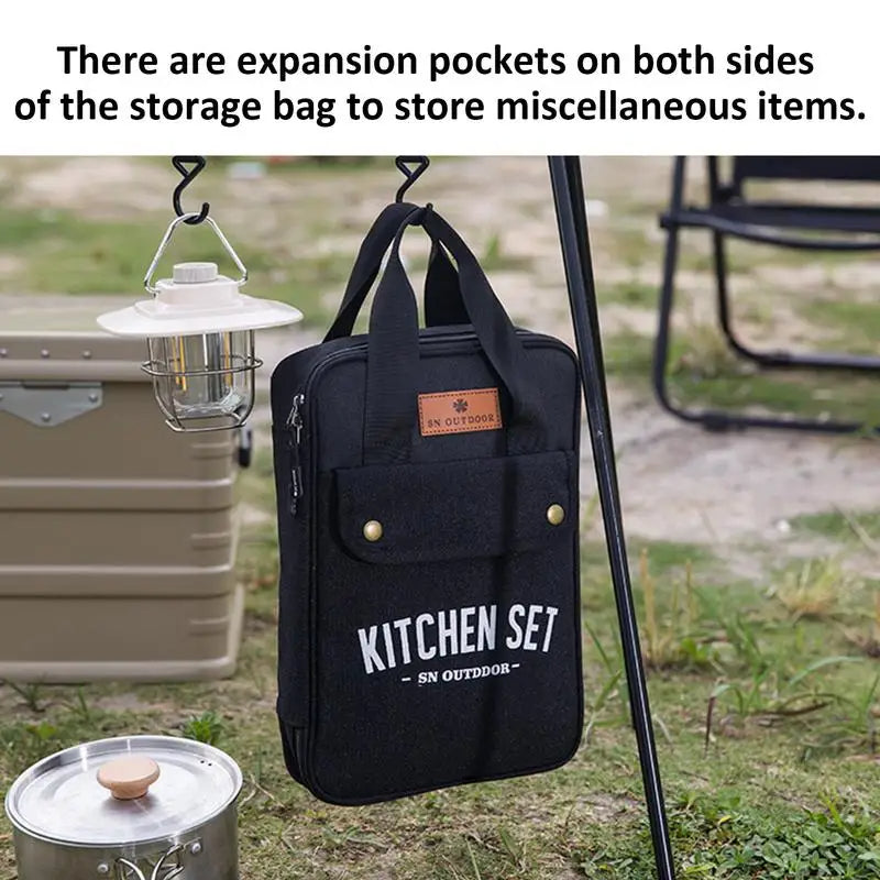 Creative Camping Kitchen Set - 8pcs. Outdoor Stainless Steel Cookware Tool and Travel Kit + Durable Organizer Storage bag