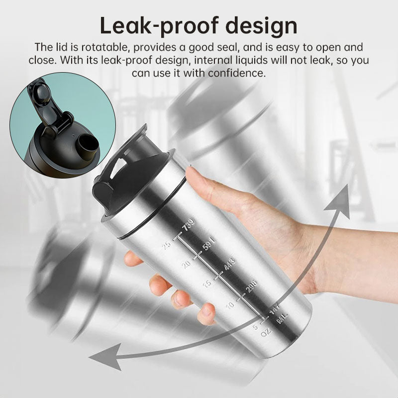 Sleek Durable 304 Stainless Steel Protein Shaker Bottle with Mixing Ball - Leak-Proof for Fitness & Sports ❄️♨️