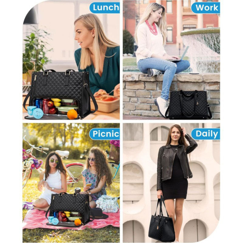 LARGE 2 Bags-in-1 Travel Tote - Laptop & Insulated Lunch Bag Ideal for Business, Nursing, Student & Daily Needs