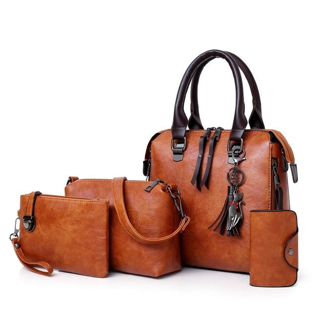 Women's BEST VALUE 4-in-1 Designer Leather Handbag SET 👜 Large & Medium Handbag, Laptop Bag + Wallet
