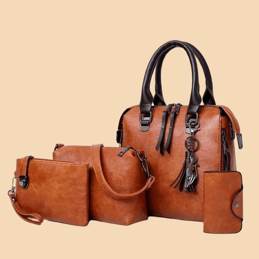 Women's BEST VALUE 4-in-1 Designer Leather Handbag SET 👜 Large & Medium Handbag, Laptop Bag + Wallet