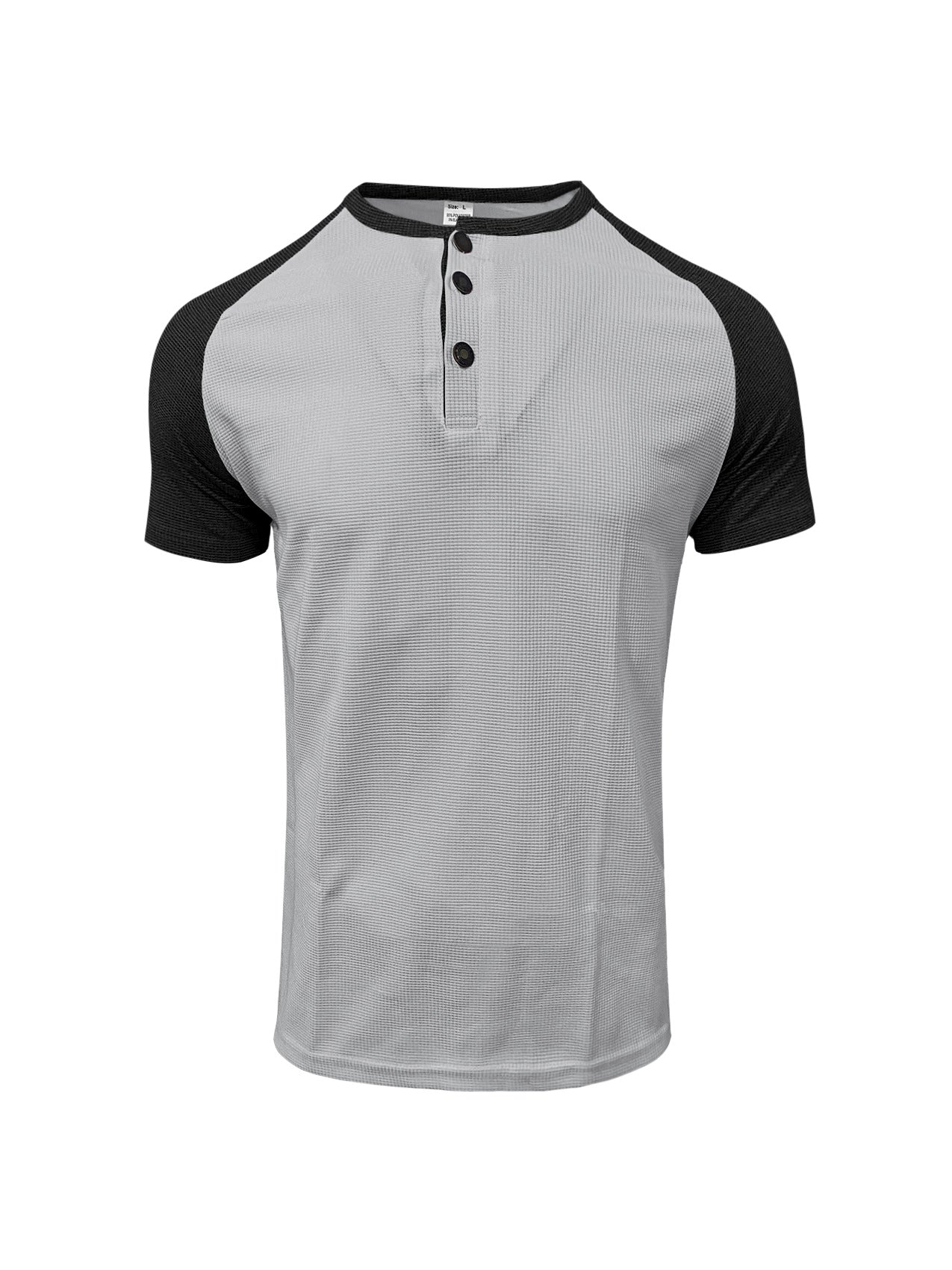 Men's Round Neck Trendy Sports Shirt - Solid with Offset Color Sleeves, Button Down Front 😎
