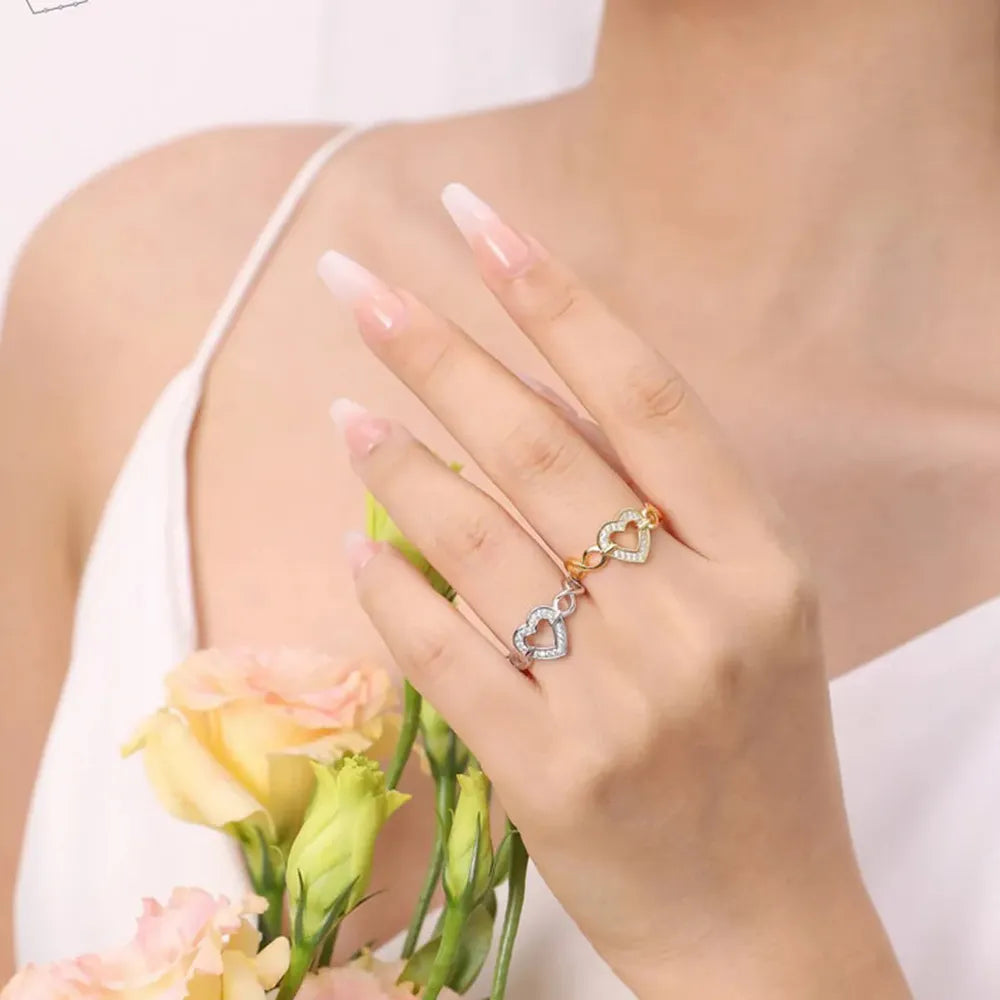 Gorgeous 925 Sterling Silver Heart Ring in Gold or Silver Plated Elegance