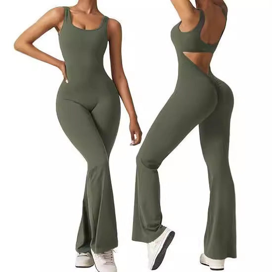 Women's Popular Sexy Yoga Flared Jumpsuit - Backless Vest Tight Fitting, Hip Lifting Sports Apparel 🧘‍♀️