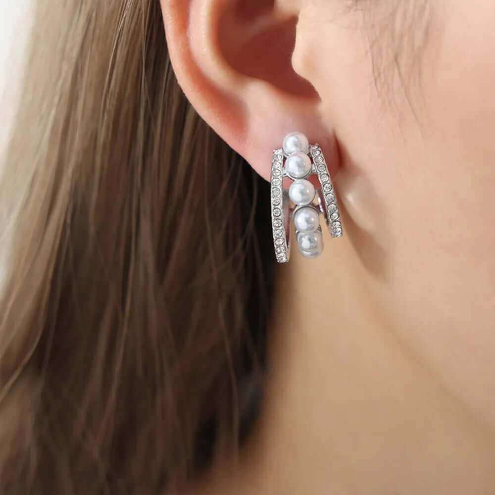Gorgeous Keepsake C-Hoop Earrings - Gold or Silver Pearl Titanium Steel - High Gloss Shell Beads