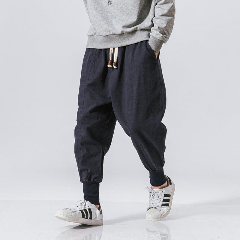 Men's Chic Sporty Linen House Pants with Crimped Leg Cuff - Grab 2 Colors while Supplies Last ! 🛍🏃‍♂️