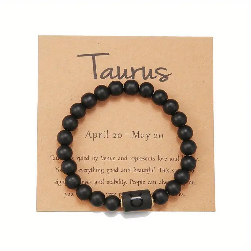 Super Cool Zodiac Beaded Bracelet - Natural Stone Beaded Tiger's Eye with Zodiac Picture Card 😎