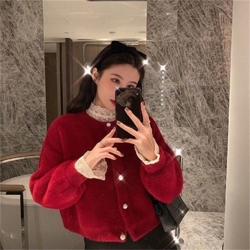 Faux Mink Fur Knit Cardigan Sweater for Women - Loose Fit, Soft and Cozy Button-Up ♨️