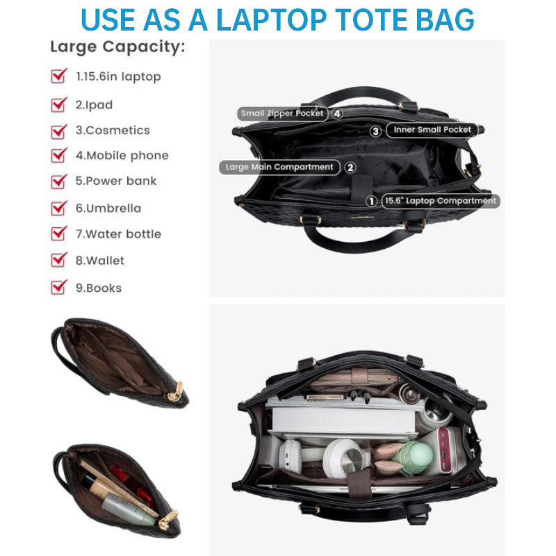 LARGE 2 Bags-in-1 Travel Tote - Laptop & Insulated Lunch Bag Ideal for Business, Nursing, Student & Daily Needs