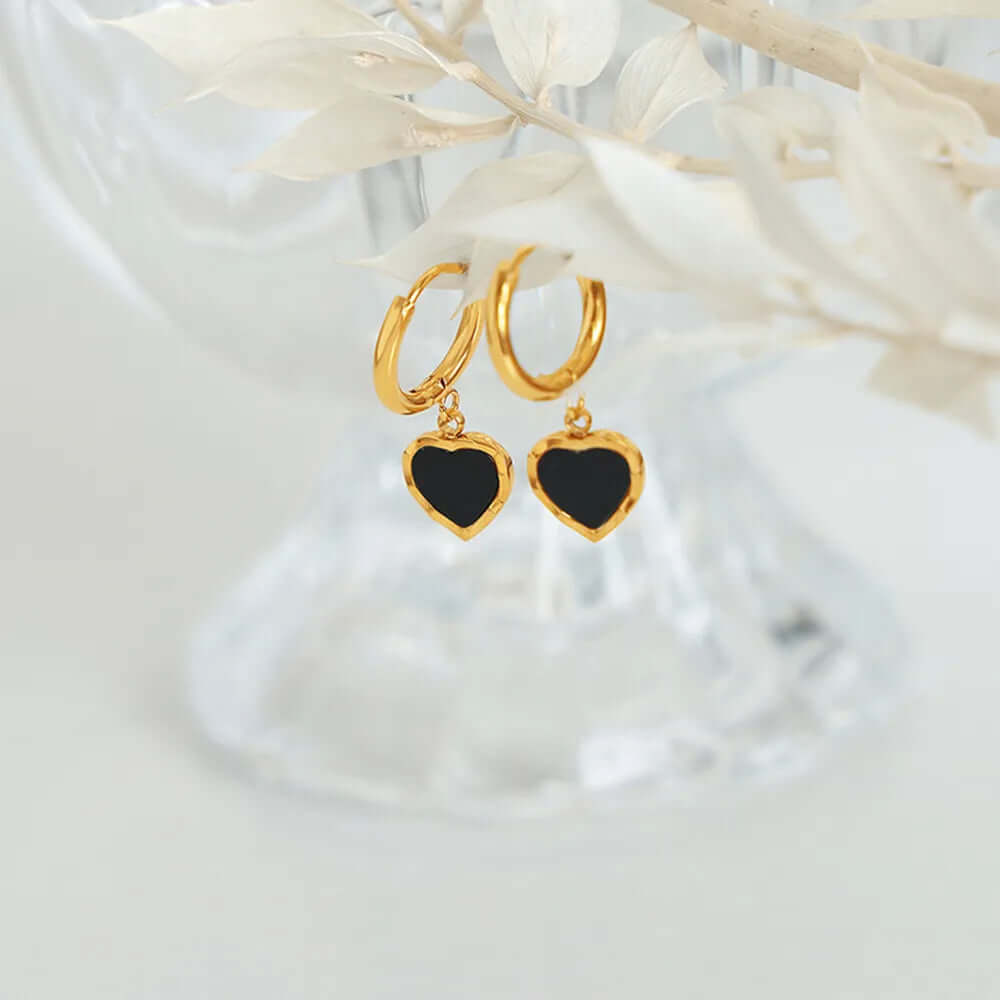Gorgeous Giftable 💝 18K Gold-Plated Heart Drop Earrings - Titanium Steel